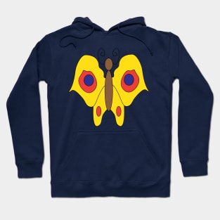 Yellow butterfly with red blue spots doodle drawing Hoodie